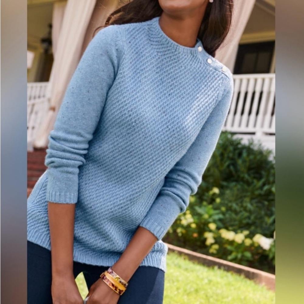 Talbots Mock Neck Blue Sweater Cotton size XS